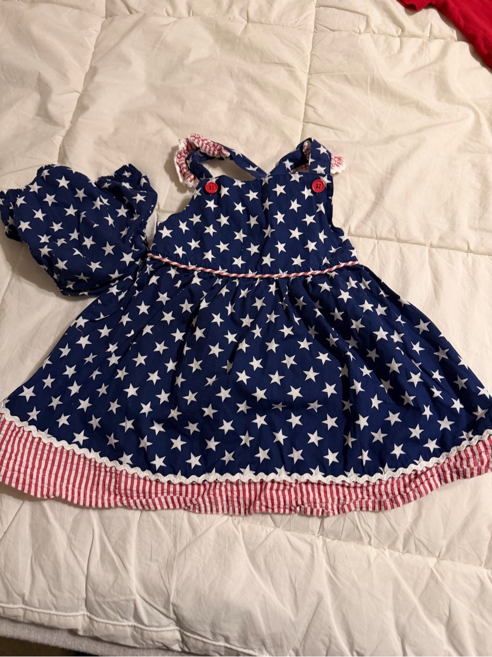Navy Star Print Sundress with Striped Trim 18months